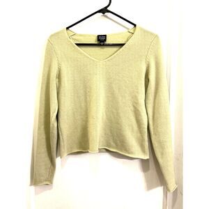 EILEEN FISHER Yellow Green 100% Cashmere Pullover Sweater Top  Women's Size PP